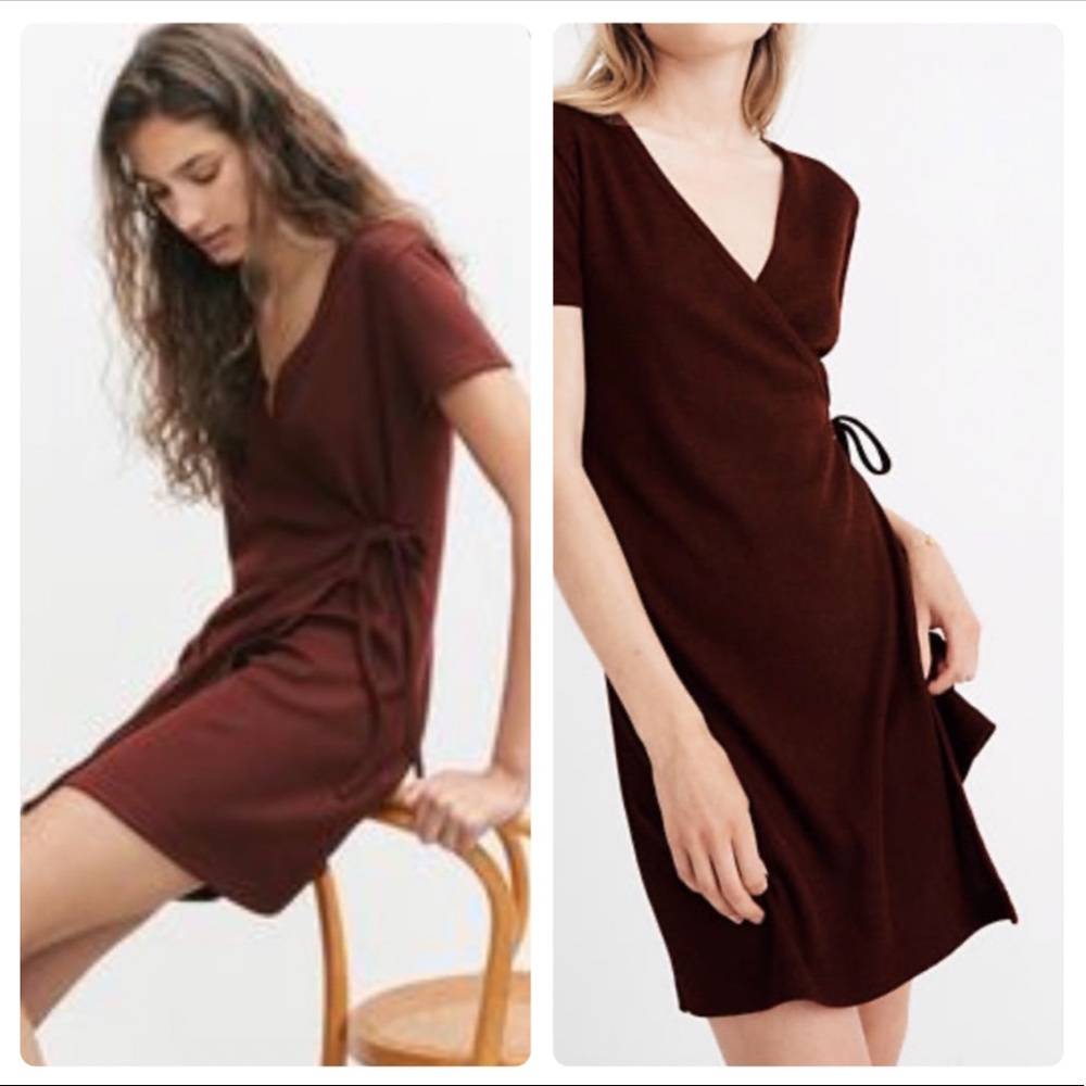 NWT Madewell ribbed knot wrap dress in burnished